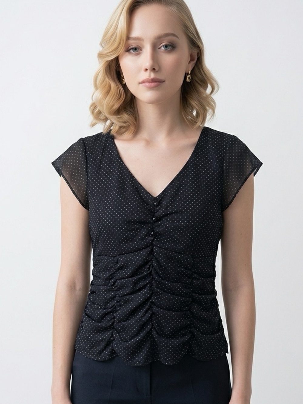 ✌️4 for $20✌️ Ruched San Francisco mesh blouse